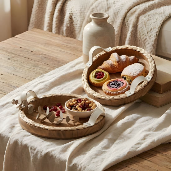 Wooden Tray Set 2 Pcs